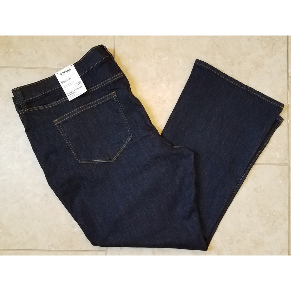 Sonoma Good for‎ Life Bootcut Jeans Women 26W Denim Dark Blue Stretch Pants NEW